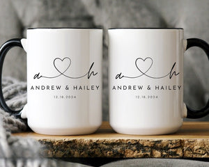Mr and Mrs Mugs, Personalized Husband and Wife Mugs, Wedding Mugs, Custom Bride and Groom Set, His and Hers Gift for Couples