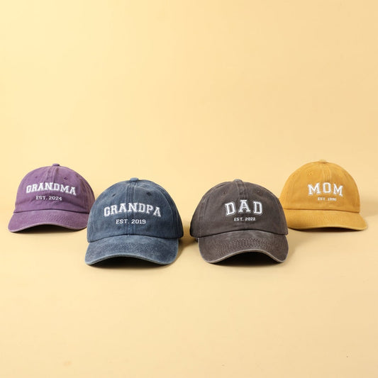 Personalized Vintage Wash Dad Hat - Established Year Embroidery