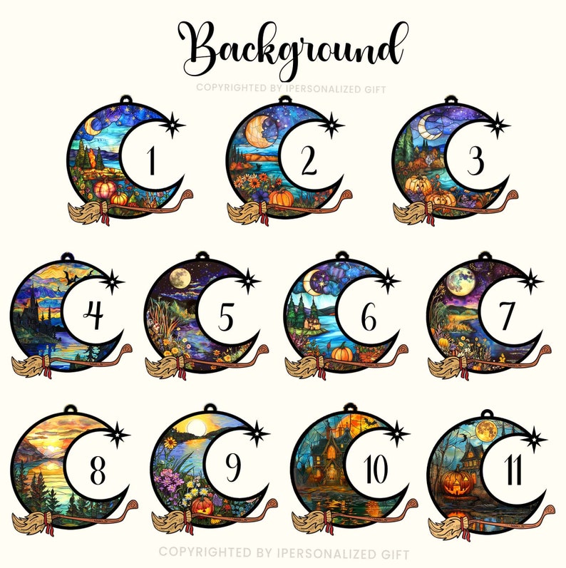 Personalized Cats Halloween Suncatcher, Custom Cat Window Hangings, Witch Cat Suncatcher, Gothic Home Decor, Halloween Cat Gift