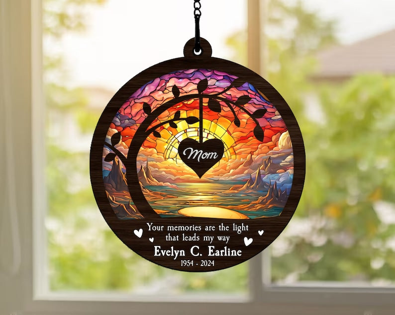 Memorial Suncatcher, Sympathy Gift, Loss Of Mom Gift, Sympathy Gift Family, Memorial Suncatcher, Mom in Heaven, Personalized Memorial Gift