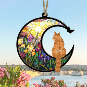 Personalized Cat Memorial Suncatcher, Custom Cat Memorial Gift, Cat Windows Hanging, Pet Memorial Suncatcher, Cat Loss Sympathy Gift