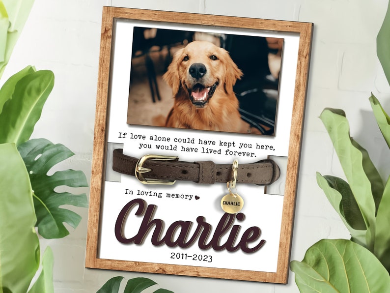 Memorial Pet Collar Sign, Dog Memorial Wood Frame With Collar Holder, Dog Memorial Gifts, Pet Loss Gifts, Pet Sympathy Wooden Signs.