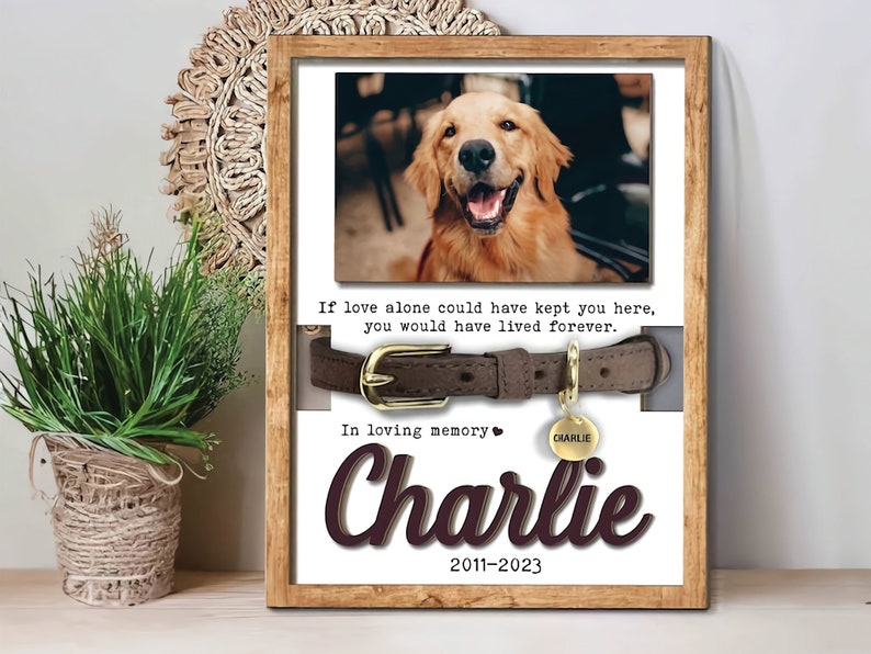 Memorial Pet Collar Sign, Dog Memorial Wood Frame With Collar Holder, Dog Memorial Gifts, Pet Loss Gifts, Pet Sympathy Wooden Signs.