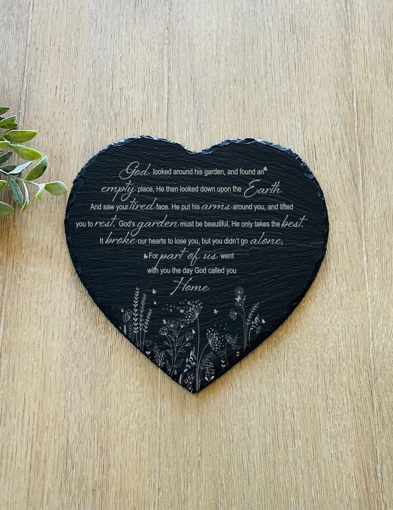 God's Garden, Garden Stone Sympathy Gift, Slate Grave Marker, Keepsake, Remembrance, Bereavement Gift, Loss of a Loved One, Grave Decoration