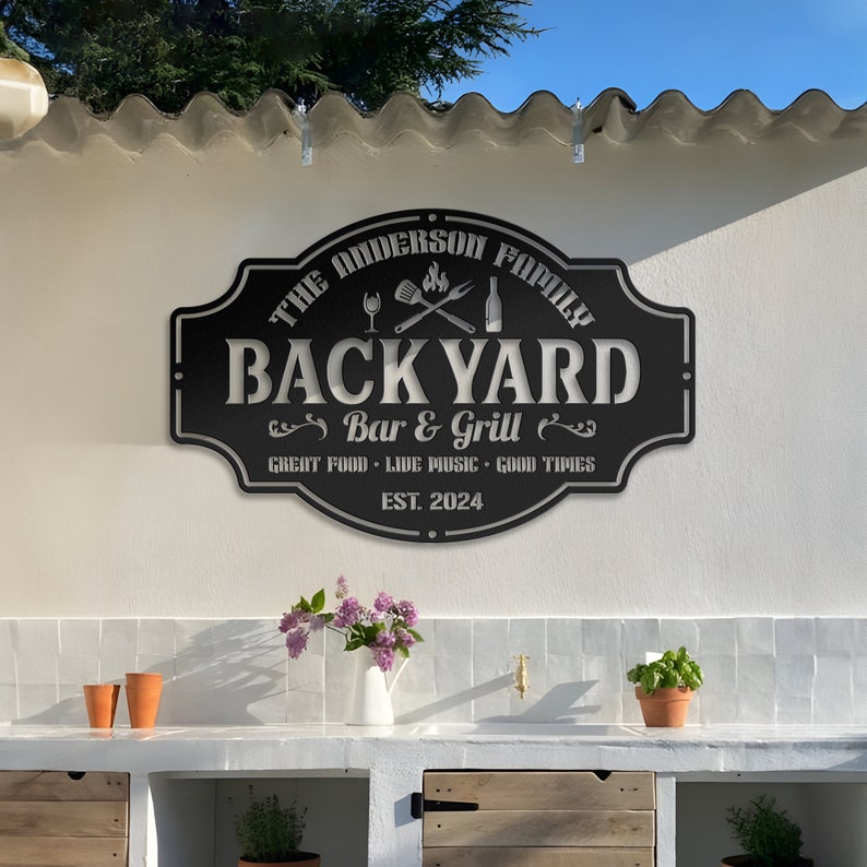 Personalized Backyard Pool Metal Sign, Outdoor Wall Art Decor, Pool Signs for Outdoor, Custom Bar And Grill Sign Decor, Xmas Gifts