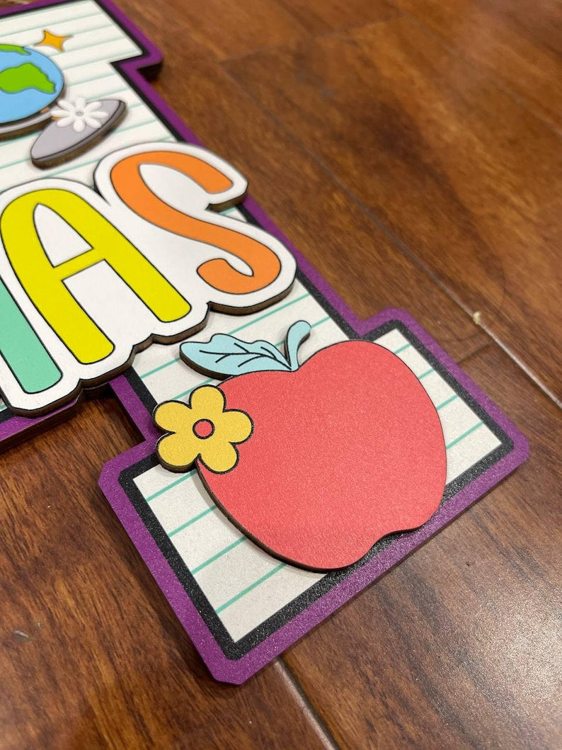 Personalized Teacher Door Sign, Teacher Name Sign For Classroom 3D Wooden Sign, Classroom Door Sign, School Gift, Teacher Letter & Name Sign