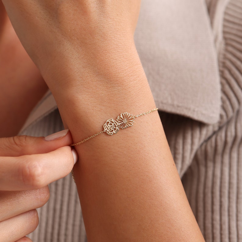 Birth flower Bracelet , Birth Flower Bouquet Bracelet, Personalized Gift, Birth flower Family Gift, Mothers day gifts Gift For Mom Gift For Wife