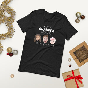 Personalized Grandpa T-Shirt, Father's Day Gift with Grandkids' Faces & Names, Custom Grandfather Photo Printed Shirt, Hoodie, Long-Sleeve
