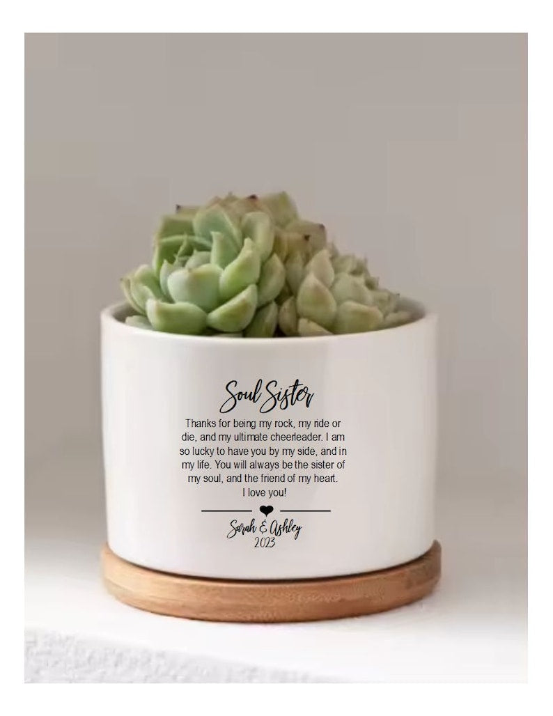 Best Friend Gift Soul Sister Gift Personalized Best Friend Gift Ideas Soul Sister Gift Personalized Succulent Planter Gift for Bridesmaid