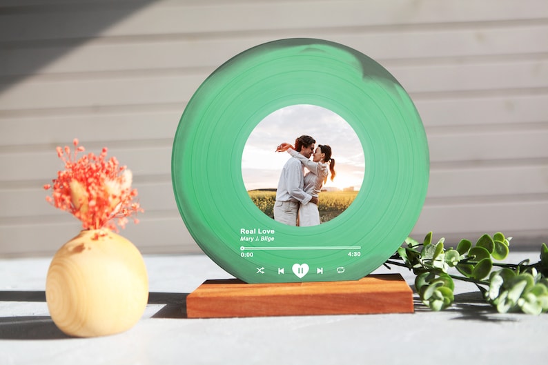 Personalized Vinyl Record with Photo - Birthday Gift for Her Him - Valentines Day Gift - Acrylic Song Plaque - Anniversary Gift for Friends