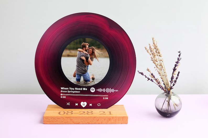Personalized Vinyl Record with Photo - Birthday Gift for Her Him - Valentines Day Gift - Acrylic Song Plaque - Anniversary Gift for Friends