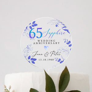 Personalised 65th Anniversary Cake Topper, Sapphire Anniversary Cake Topper, 65th Cake Topper, 65th Anniversary Gift