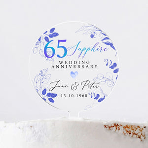 Personalised 65th Anniversary Cake Topper, Sapphire Anniversary Cake Topper, 65th Cake Topper, 65th Anniversary Gift