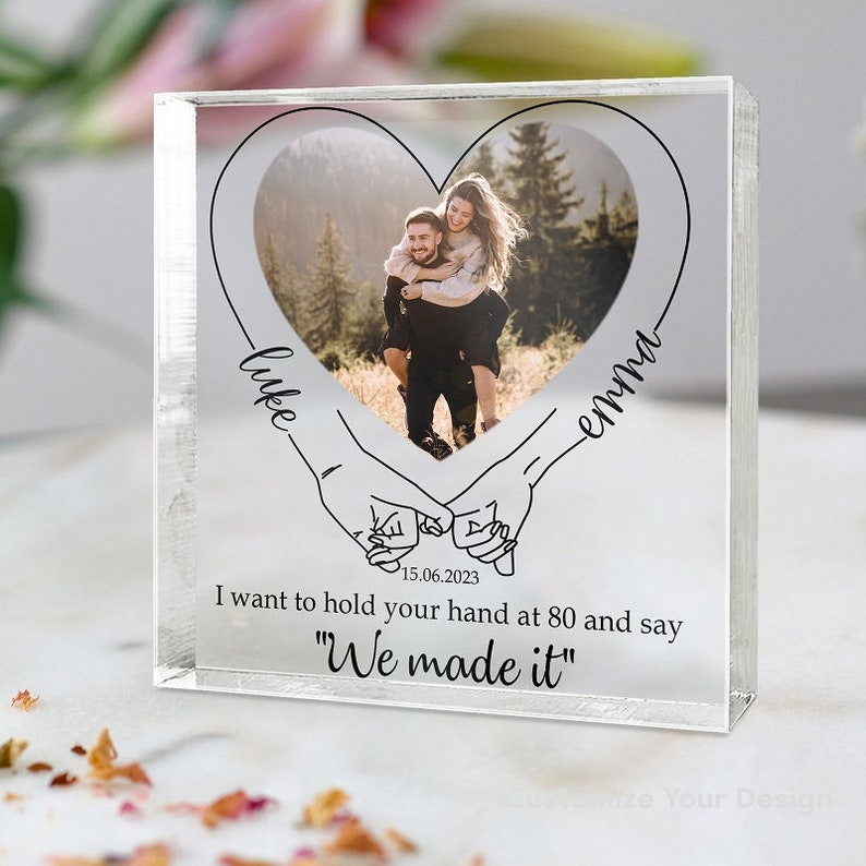 Personalized Acrylic Plaque, Custom Name Heart Design, Anniversary Gift, Romantic Keepsake, Couples Gift, Wedding Decor, Love Plaque