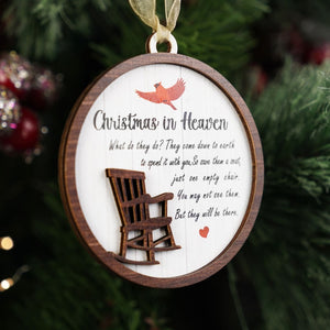 Christmas In Heaven Ornament, Memorial Rocking Chair, Xmas Tree Ornament, Empty Chair Sympathy, Remembrance Loved One in Heaven, Memorial