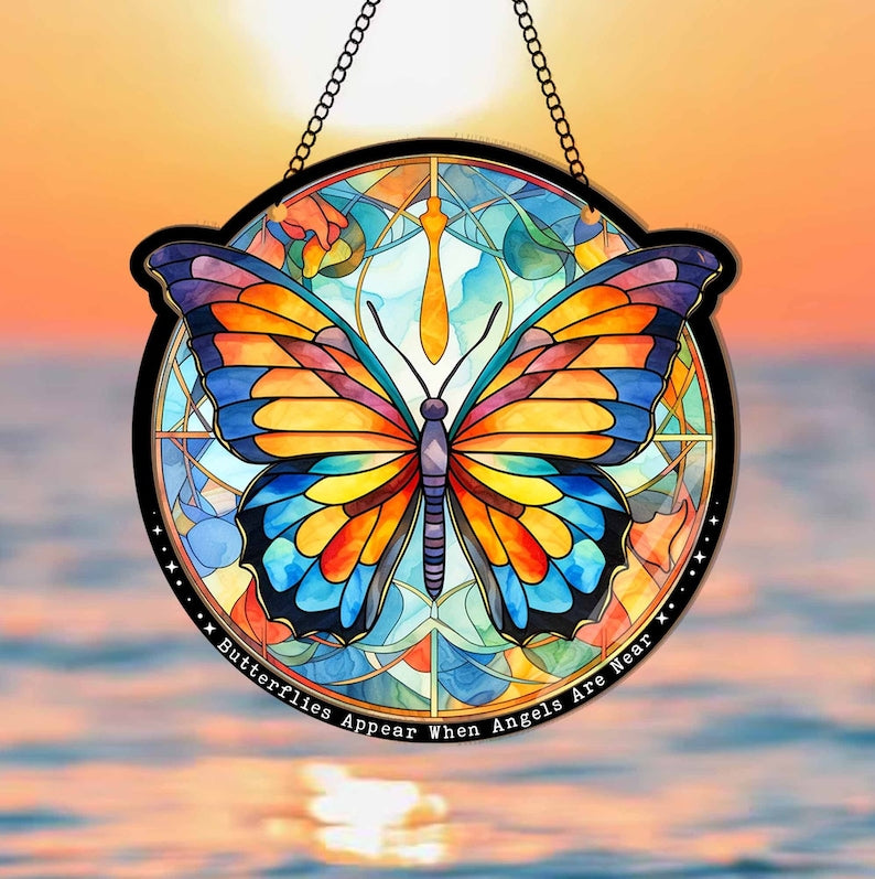 Personalized Butterfly Memorial Suncatcher, Butterfly Window Hangings, Loss Of Loved One Gift, Window Decor, Remembrance Gifts