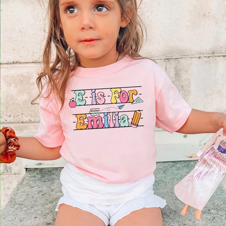 Back To School Kids Shirt, Personalized Alphabet Kids Shirt, Custom Name Shirt For Kids, Cute Kindergarten Shirt, First Day Of School Shirt