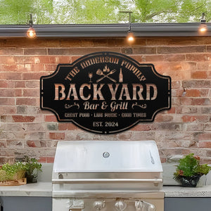 Personalized Backyard Pool Metal Sign, Outdoor Wall Art Decor, Pool Signs for Outdoor, Custom Bar And Grill Sign Decor, Xmas Gifts