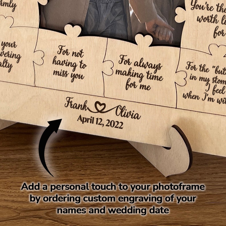 Personalized 14 Reasons Why I Love You Birthday Gift for Boyfriend Custom Wooden Puzzle Piece Collage Frame Valentines Gift Him Anniversary