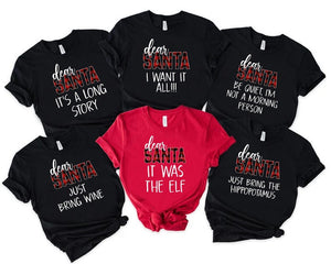 Christmas Party TShirts, Matching Family Christmas Gift Shirt, Buffalo Plaid Xmas Family Pajamas Gift, Dear Santa Christmas Gift Shirts