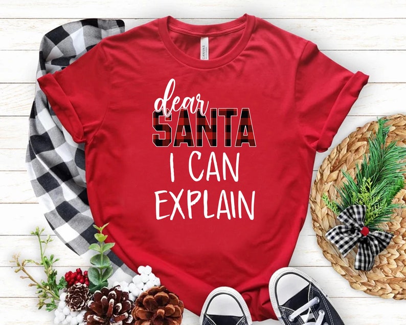 Christmas Party TShirts, Matching Family Christmas Gift Shirt, Buffalo Plaid Xmas Family Pajamas Gift, Dear Santa Christmas Gift Shirts