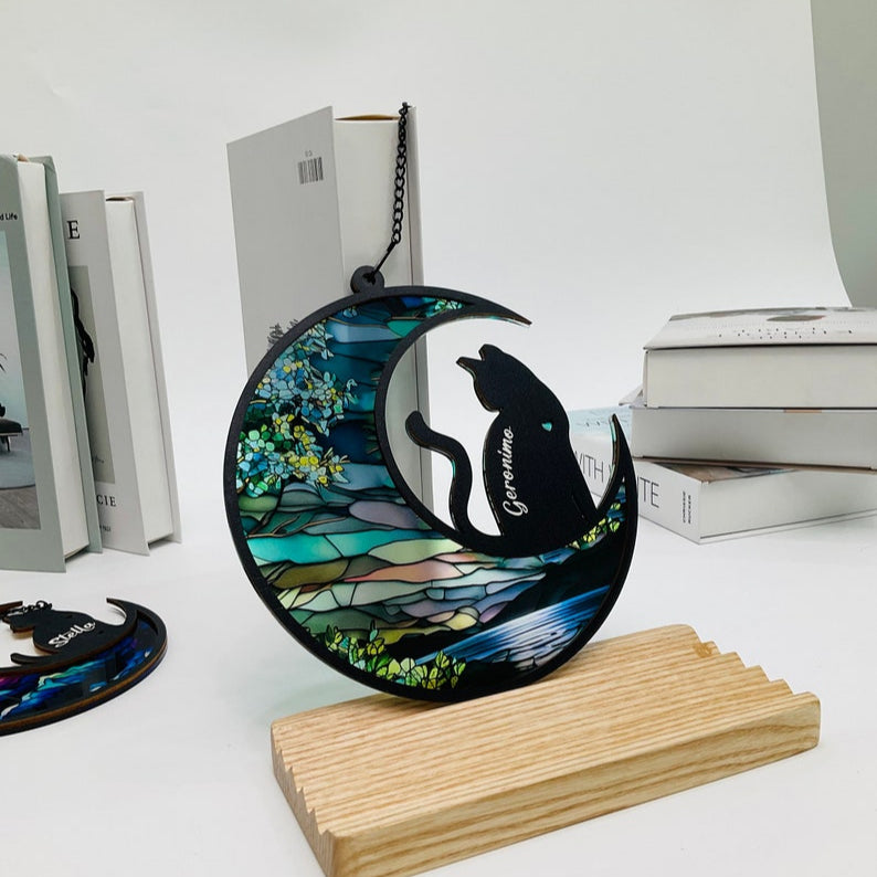 Personalized Cat Memorial Suncatcher, Gift For Cat Lovers, Cat Loss Gift, Loss of Pet Sympathy Gift, Handcrafted Suncatchers