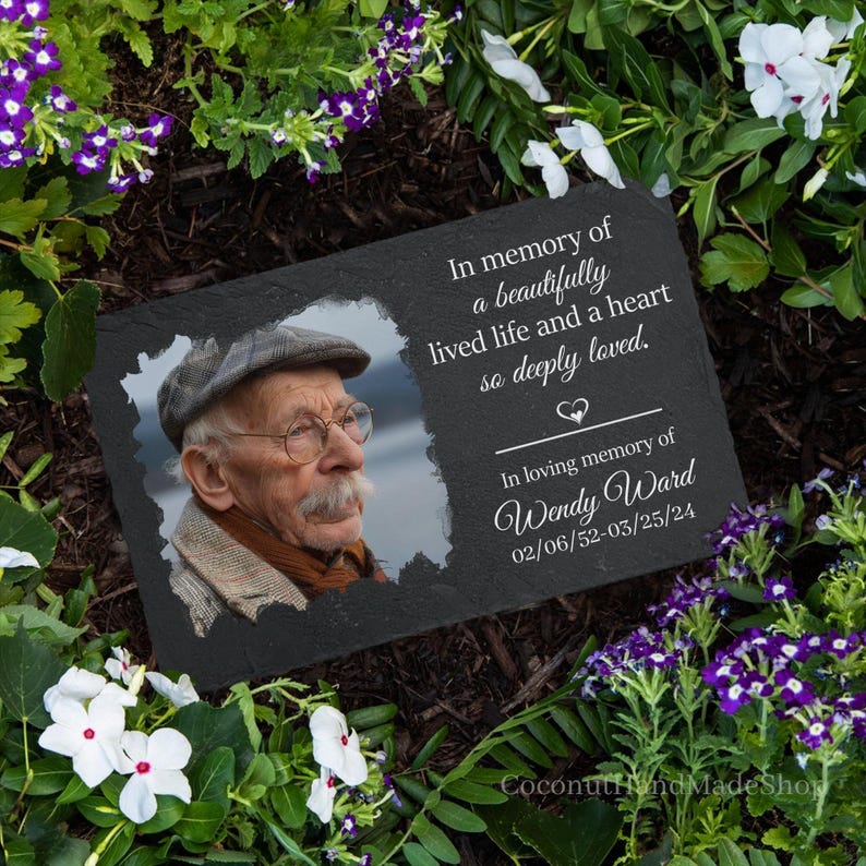 Photo Grave Marker Personalized, Outdoor Memorial Plaque, Remembrance Stone, Memorial Garden Stone, Sympathy Plaque, Gifts for Memorial