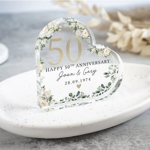 Personalised Floral 50th Anniversary Gift, Golden Anniversary Plaque, Anniversary Gifts, 50th Anniversary Gift for Husband Wife Parents
