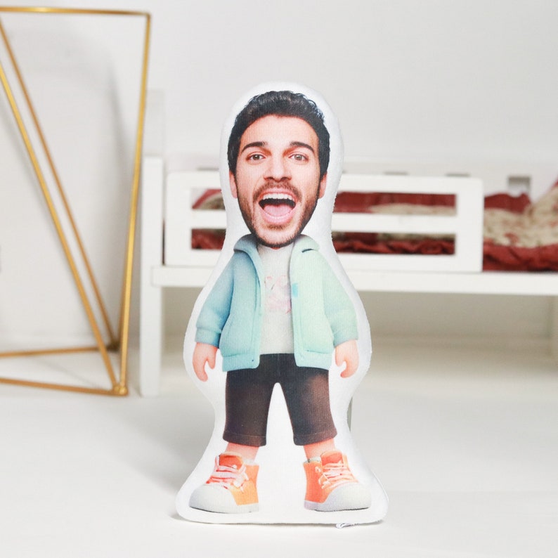 Customized Face Photo Doll,Personalized Gift for Birthday, DIY Cute Girl Image Plush Pillow, Stuffed Doll Shaped Decorative Pillow for Boy