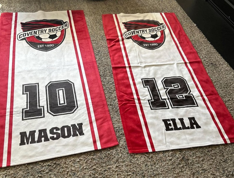 Cooperstown Baseball Team Towel, Sport Team Beach Towel, Softball Team Beach Towel with Logo, Softball Gift for Team, World Series gift