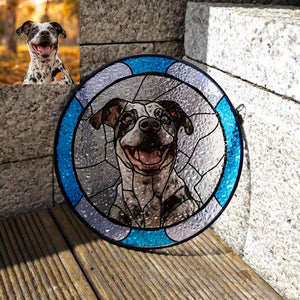 Custom Dog Portrait from Photo, Custom Dog Suncatcher Stained Glass,Stained Glass Dog Memorial Gift,Unique Personalized Gift for Pet Lovers