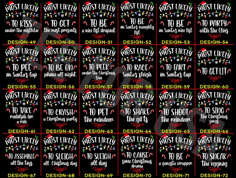 168 Quotes Most Likely to Christmas Shirts,Matching Family Christmas Shirts,Funny Christmas 2025 Party Tee,Matching Pajamas,Long Sleeve,Xmas