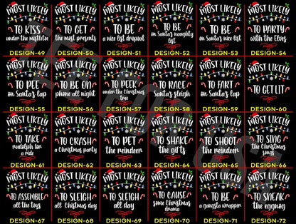 168 Quotes Most Likely to Christmas Shirts,Matching Family Christmas Shirts,Funny Christmas 2025 Party Tee,Matching Pajamas,Long Sleeve,Xmas