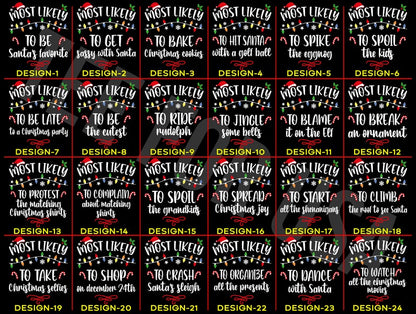 168 Quotes Most Likely to Christmas Shirts,Matching Family Christmas Shirts,Funny Christmas 2025 Party Tee,Matching Pajamas,Long Sleeve,Xmas