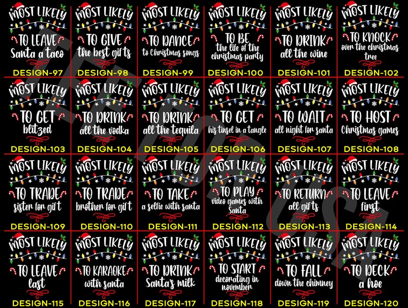 168 Quotes Most Likely to Christmas Shirts,Matching Family Christmas Shirts,Funny Christmas 2025 Party Tee,Matching Pajamas,Long Sleeve,Xmas