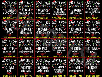 168 Quotes Most Likely to Christmas Shirts,Matching Family Christmas Shirts,Funny Christmas 2025 Party Tee,Matching Pajamas,Long Sleeve,Xmas