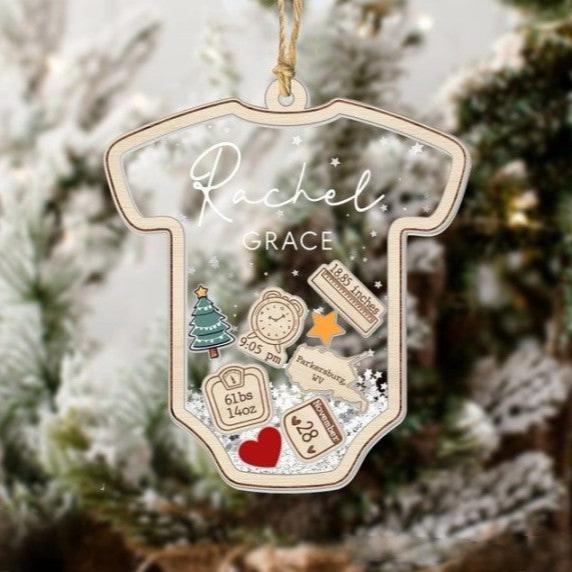 Baby's First Christmas Ornament, Baby 1st Christmas Ornament, Custom Baby Name, Custom Newborn Gift, 4D Shake Babies Ornament, Baby Keepsake