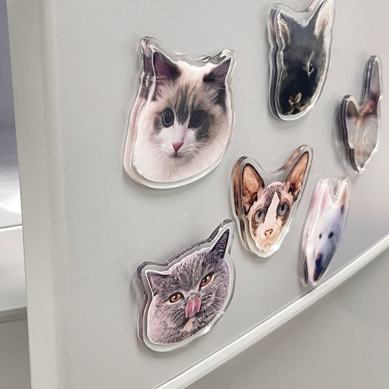 Custom Pet Fridge Magnet - Personalized Dog or Cat Face Refrigerator Magnet, Kitchen Decor, Pet Lover Gift, Unique Home Decoration