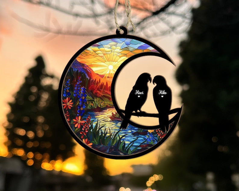 Personalized Parrot Memorial Suncatcher, Bird Memorial Gift, Cockatiel Gift, Loss Of Pet Sympathy Gift, Loss of Parrot Gift, Bird Lover Gift