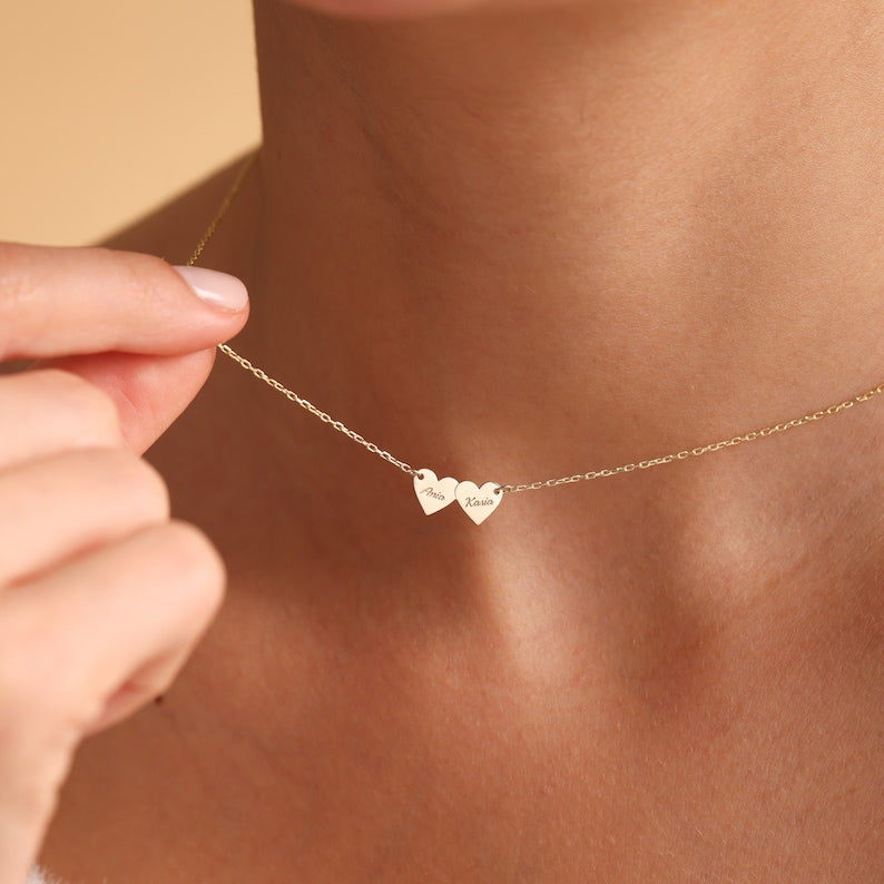Custom Heart Necklace, Multiple Name Necklace, Personalized Name Necklace, Family Necklace, Mom Gifts, Jewelry Gift For Her, Christmas Gift
