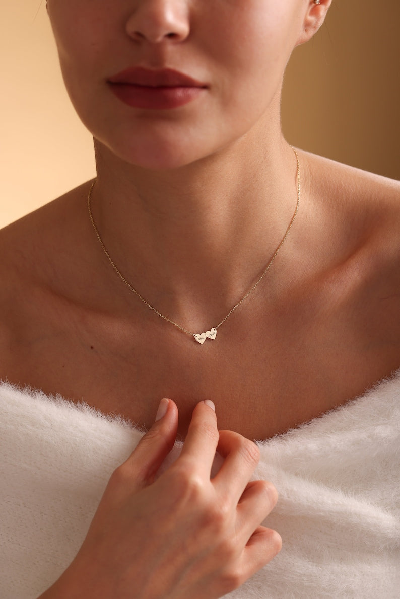 Custom Heart Necklace, Multiple Name Necklace, Personalized Name Necklace, Family Necklace, Mom Gifts, Jewelry Gift For Her, Christmas Gift