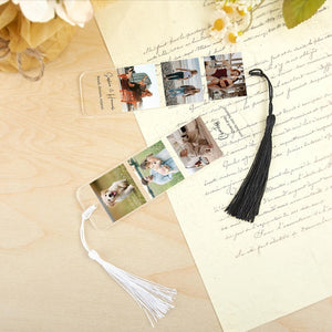 Personalised Acrylic Bookmark for Women Custom Photo Bookmark - Metal Bookmarks with 15 Colors Tassel - Gift for Book Lovers