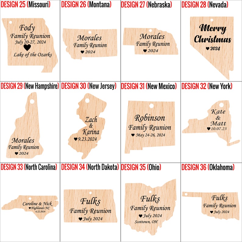 Wooden State Ornament, State Christmas Decor, Personalized State Magnet for Family Reunion, Map State Wedding Favor, Custom State Ornaments