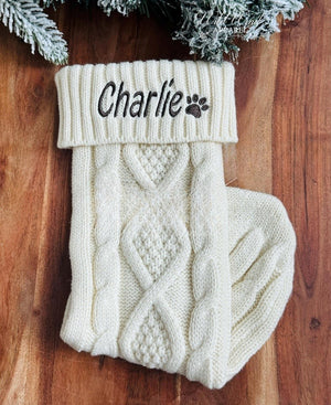 Pet Christmas Stocking, Personalized Embroidered Christmas Stocking, Personalized Pet Stocking, Embroidered Knit Stocking, Dog Stocking