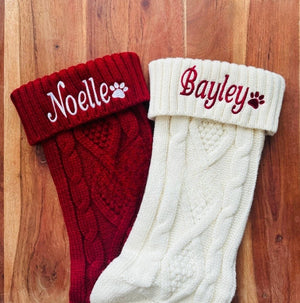 Pet Christmas Stocking, Personalized Embroidered Christmas Stocking, Personalized Pet Stocking, Embroidered Knit Stocking, Dog Stocking