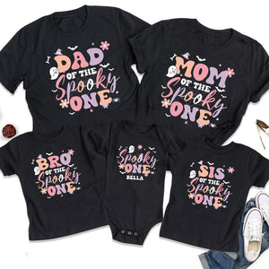 Custom Halloween Birthday Shirt Personalized Ghoul Kids Shirt, Dad Mom of The Spooky One Retro Halloween Ghost 1st Bday Shirt