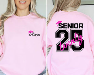 Custom Senior 2025 Sweatshirt, Graduation 2025 Hoodie, Senior Gift Graduation, Custom Name Graduation Gift,Class Of 25 Sweater,Senior Hoodie