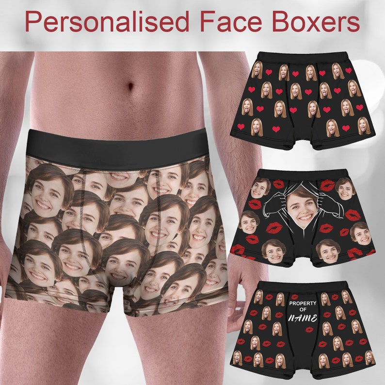 Personalised Face Boxers for Husband,Personalized Face Underwear,Custom Boxers with Face,Funny Photo Underwear for Men,Custom Face Boxers