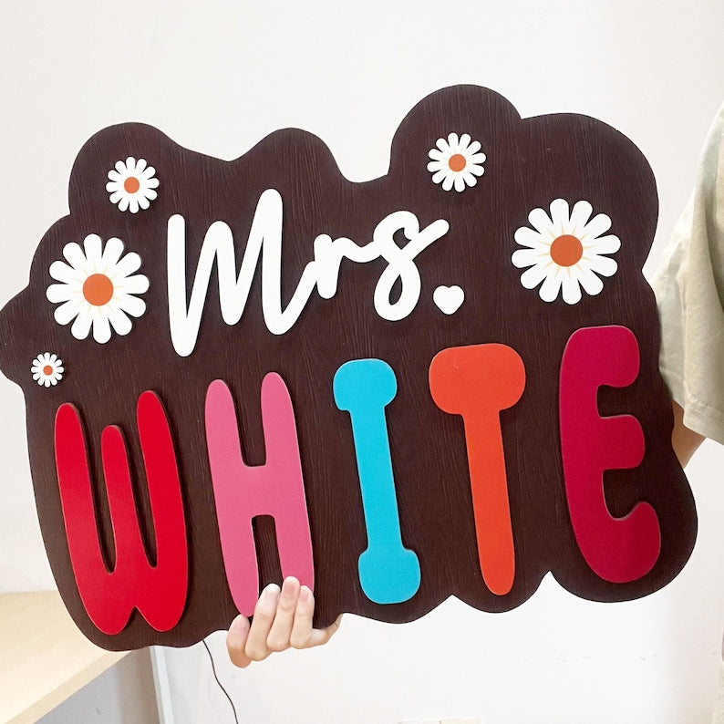 Wooden Custom Name Sign, Custom Door sign, Teachers' day gift, Doorframe Sign,Gift for teacher, Teacher Name Sign For Door,Wooden Sign decor