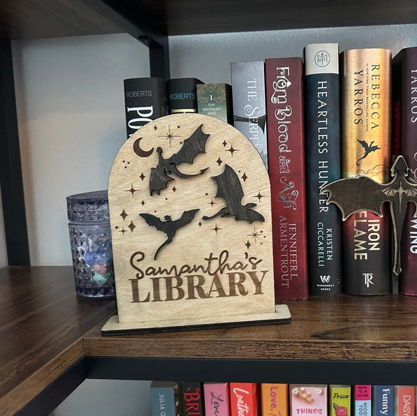 Dragon Personalized Library Sign, My Library Sign, Book Sign, Bookish Sign, Bookshelf decor, Dragon bookshelf sign, bookshelf personalized